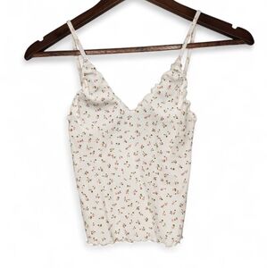 Brandy Melville Nicolette Floral Cami Top in Cream and Pink One Size